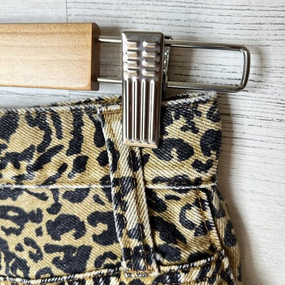 Madewell Skirt Womens Size 25 Rigid Denim A Line Leopard Mini 100% Cotton - Picture 14 of 16